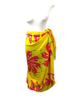 Womens Swim Cover Up Sarong Beach Wrap Scarf Spicy Chilli Peppers Cotton Fringe